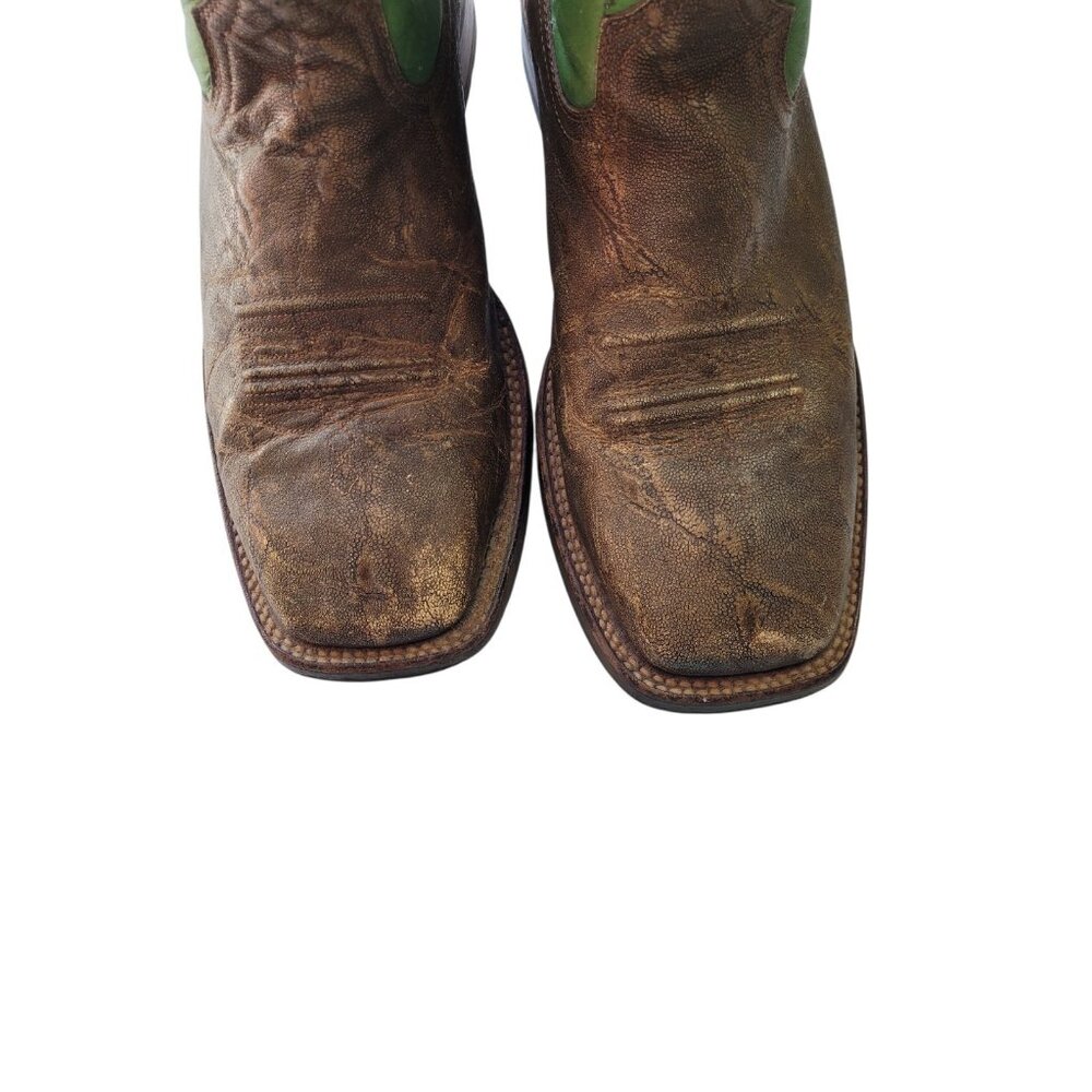 Ariat Men’s Western Leather Cowboy Boots Big Loop Square Toe Green Size 10D - Picture 4 of 15